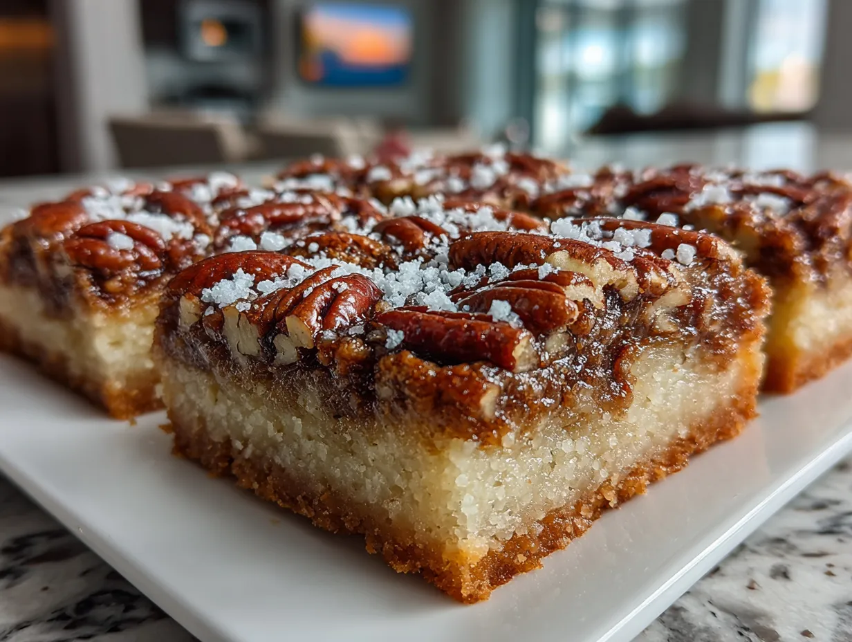 Southern Pecan Pie Bars Fresh From the Oven