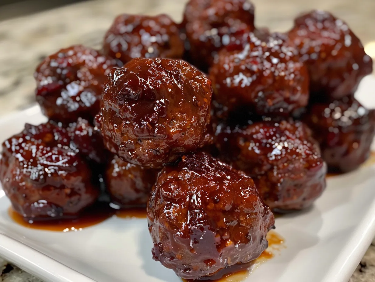 Spicy Cranberry BBQ Meatballs Appetizer