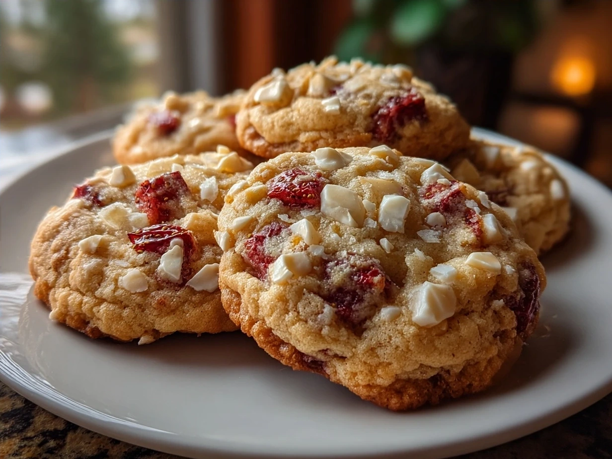 Finished Strawberry Crunch Cookies on a wire rack, ready to be enjoyed