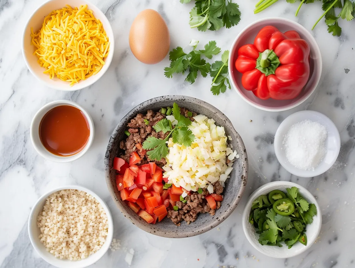 Ingredients for making Taco Hashbrown Casserole