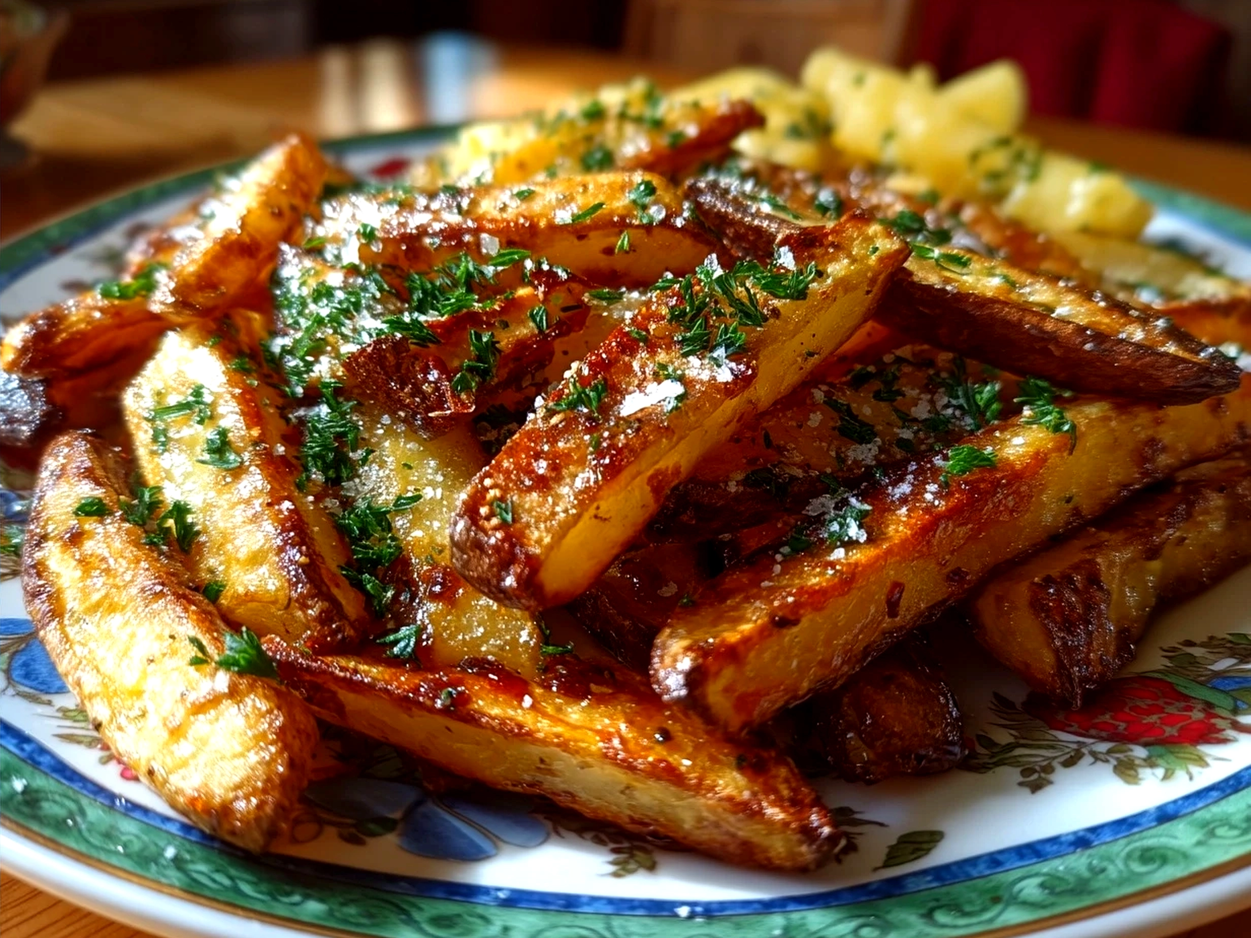 Serving Air Fryer Fries in a colorful bowl ready to enjoy