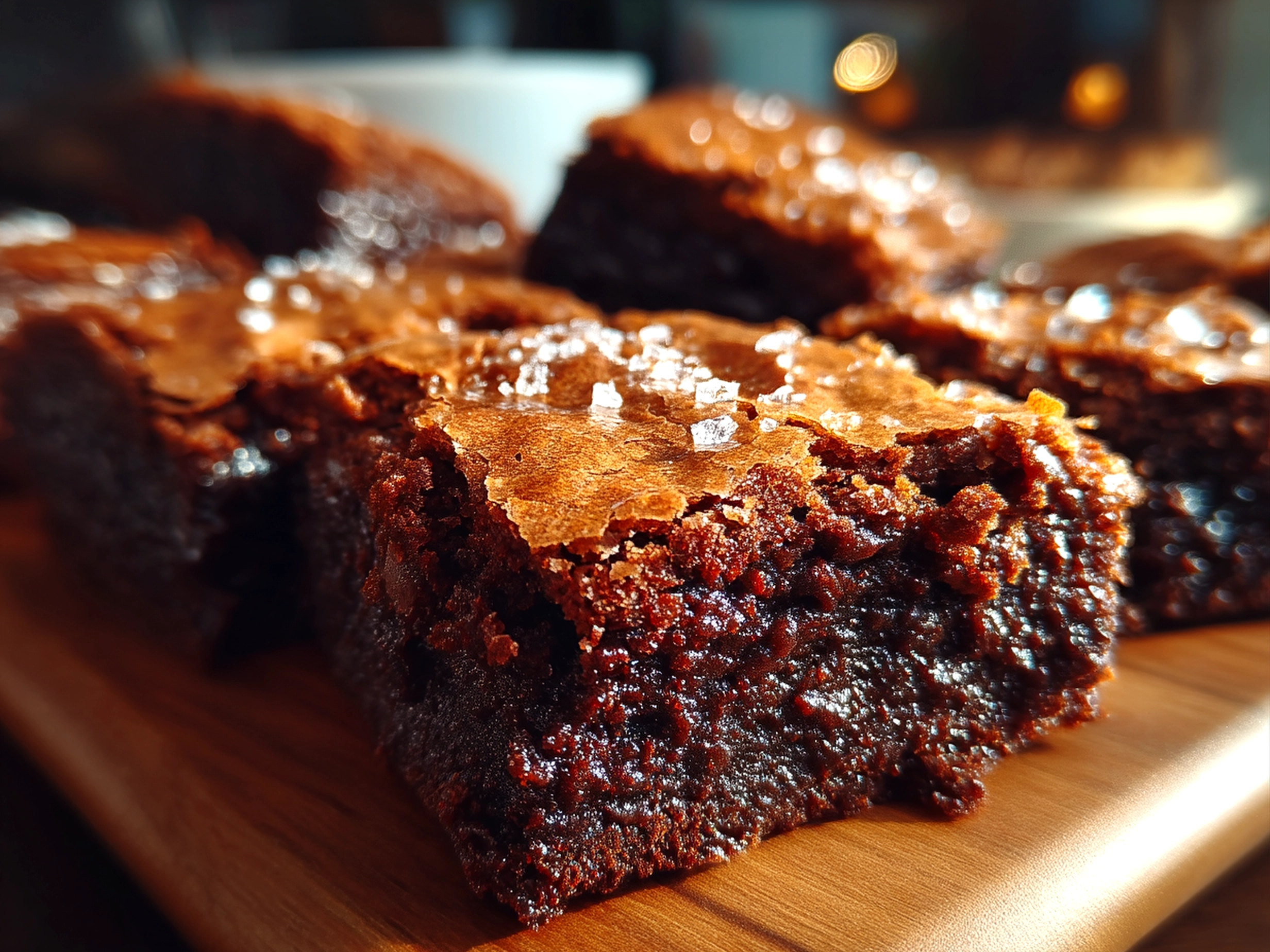 Close up of finished beautiful vegan brownies on a plate