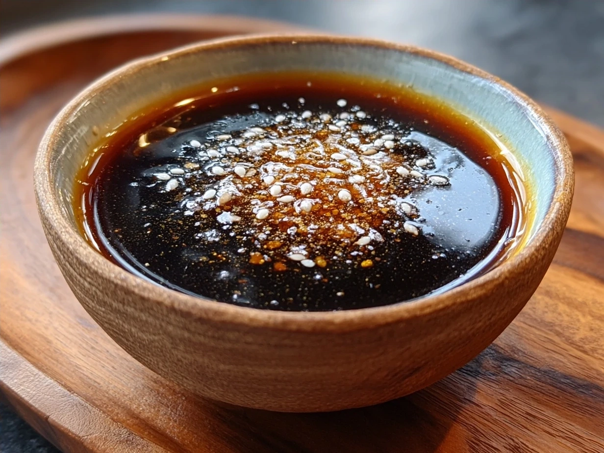 A jar of homemade balsamic vinaigrette dressing, ready to be served