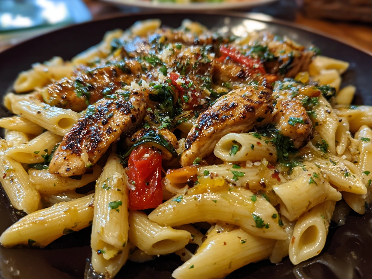 Creamy Cajun Chicken Pasta served in a bowl with garnish