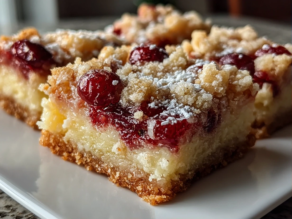 Close-up of a Delicious Cranberry Lemon Bar