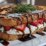 Close-up of Gourmet Mascarpone Strawberry Grilled Cheese