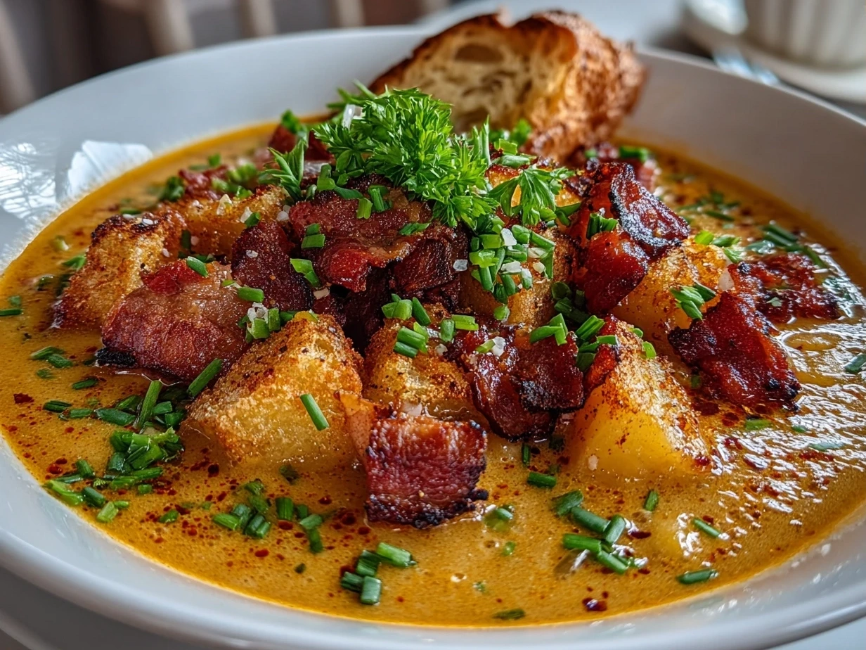 Close-up of homemade Cajun Potato Soup
