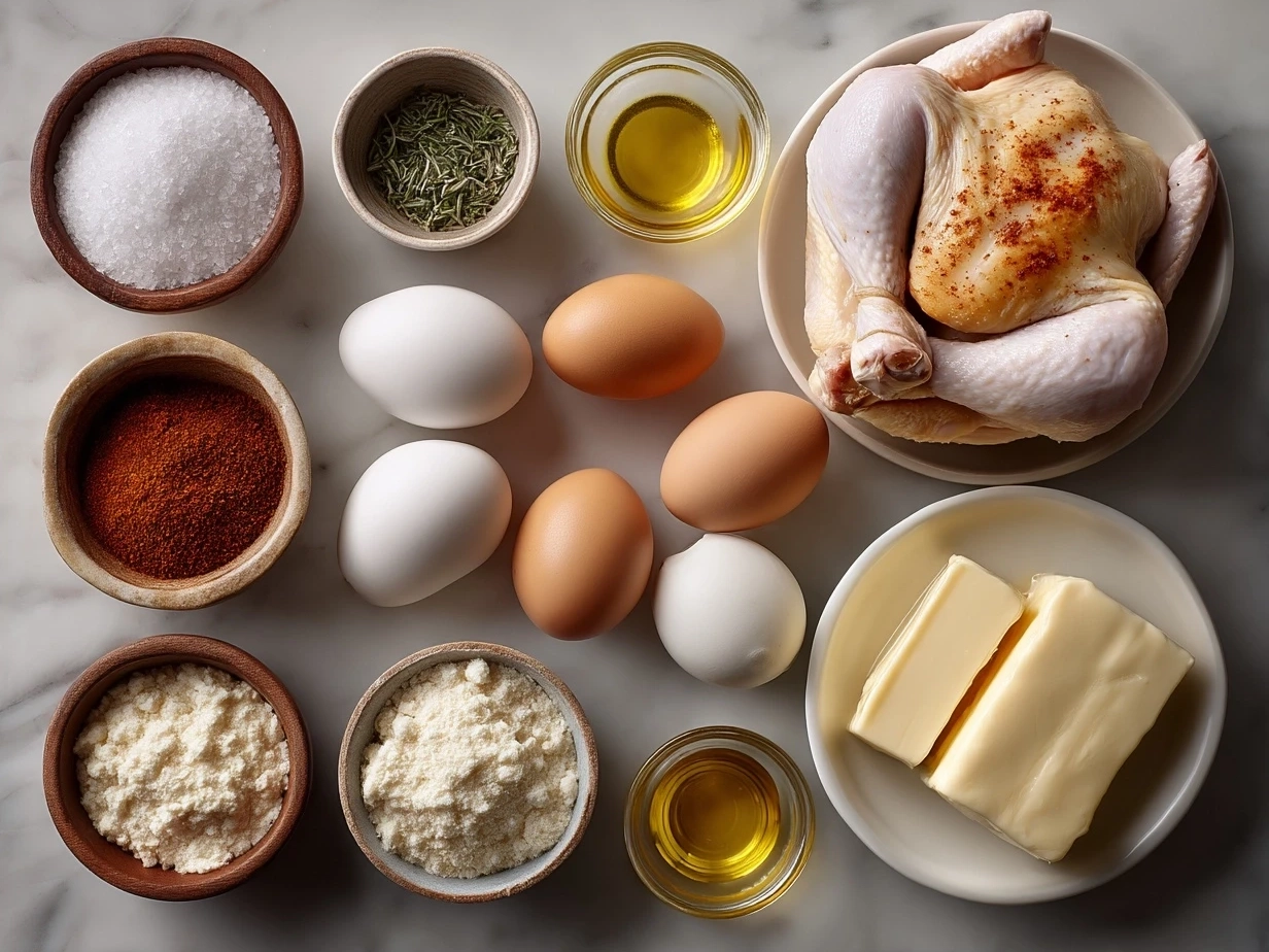 Ingredients needed for Crockpot BBQ Chicken including chicken breasts, BBQ sauce, chicken broth, and spices