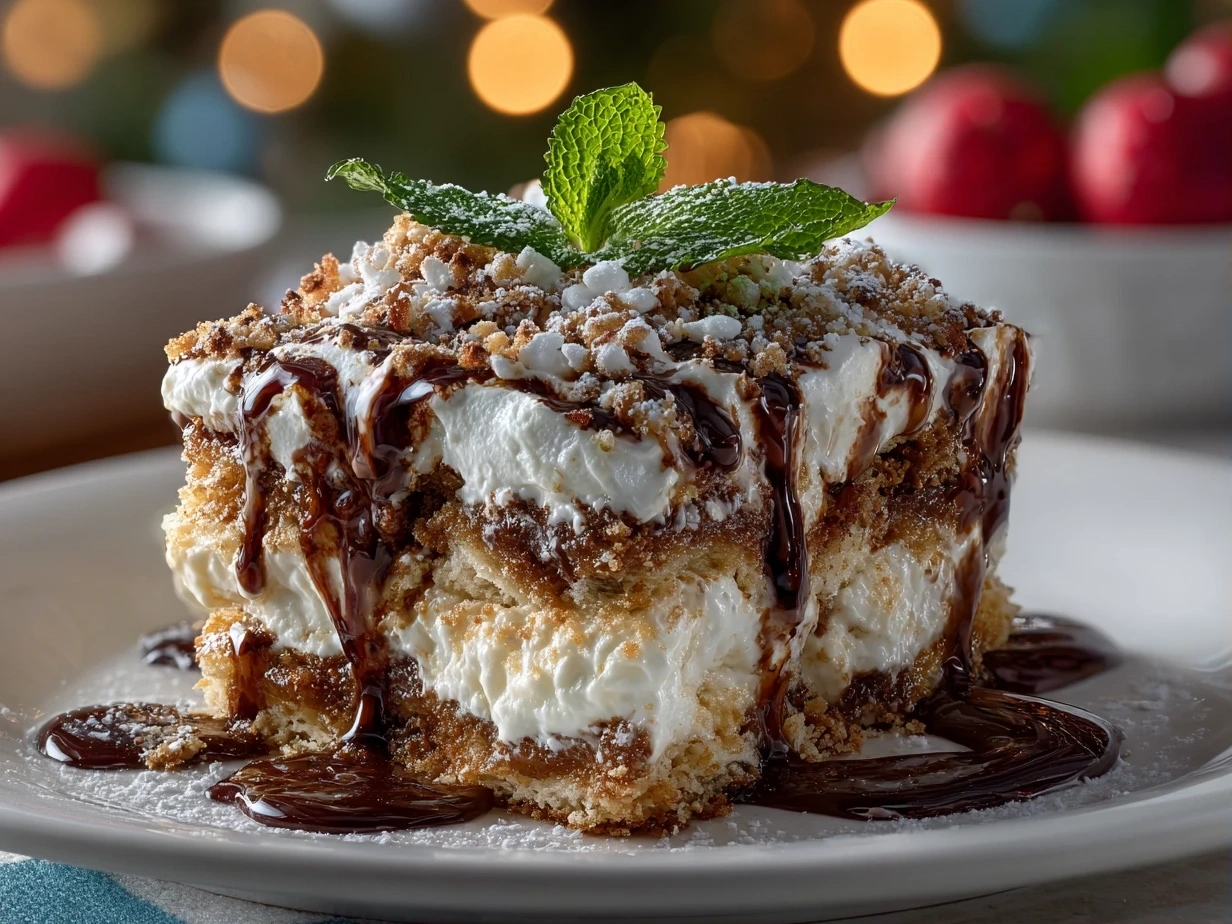 Festive Christmas Cookie Lasagna Close-Up