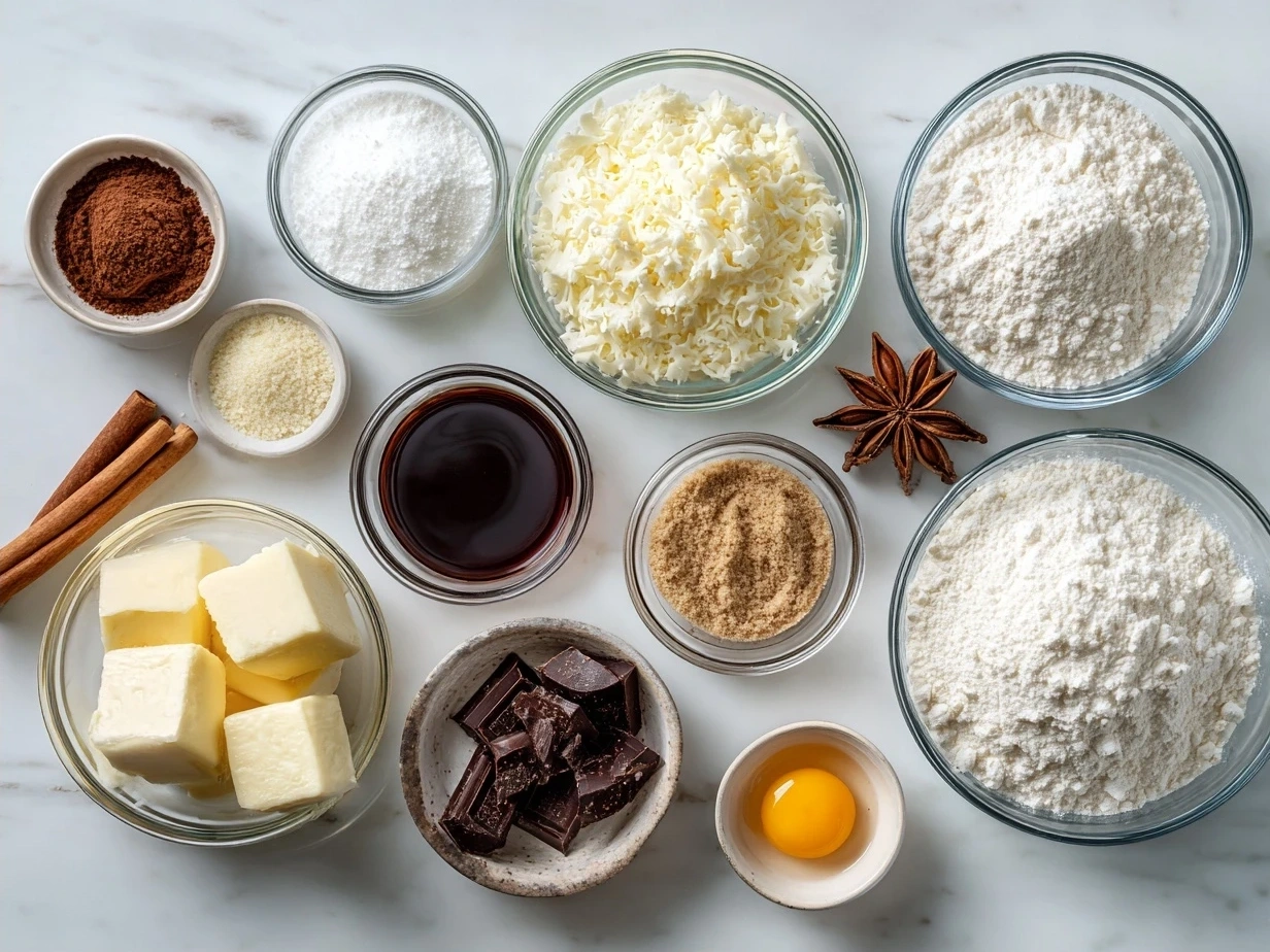 Ingredients for Festive Mini Christmas Cakes with Ganache