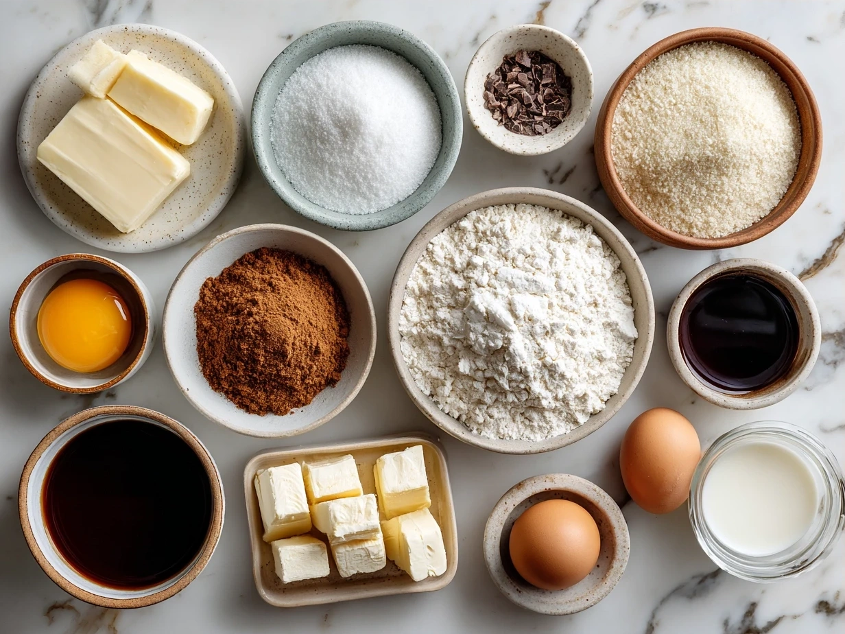 Ingredients for French Toast Bake recipe: bread cubes, eggs, milk, cream, sugar, vanilla, cinnamon, salt, raisins or nuts