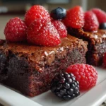 Freshly Prepared Fudgy Raspberry Swirl Brownies Close-up