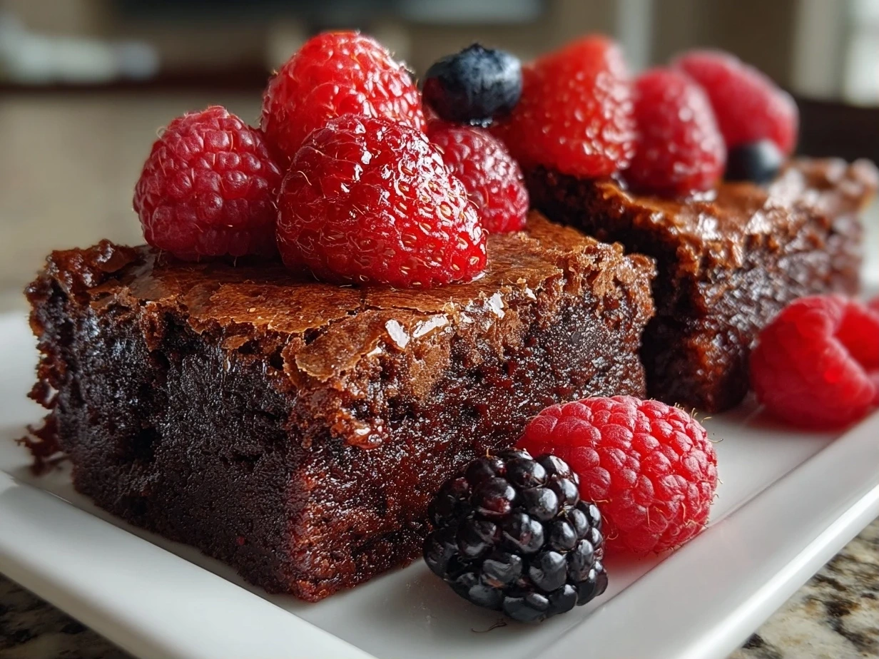 Freshly Prepared Fudgy Raspberry Swirl Brownies Close-up
