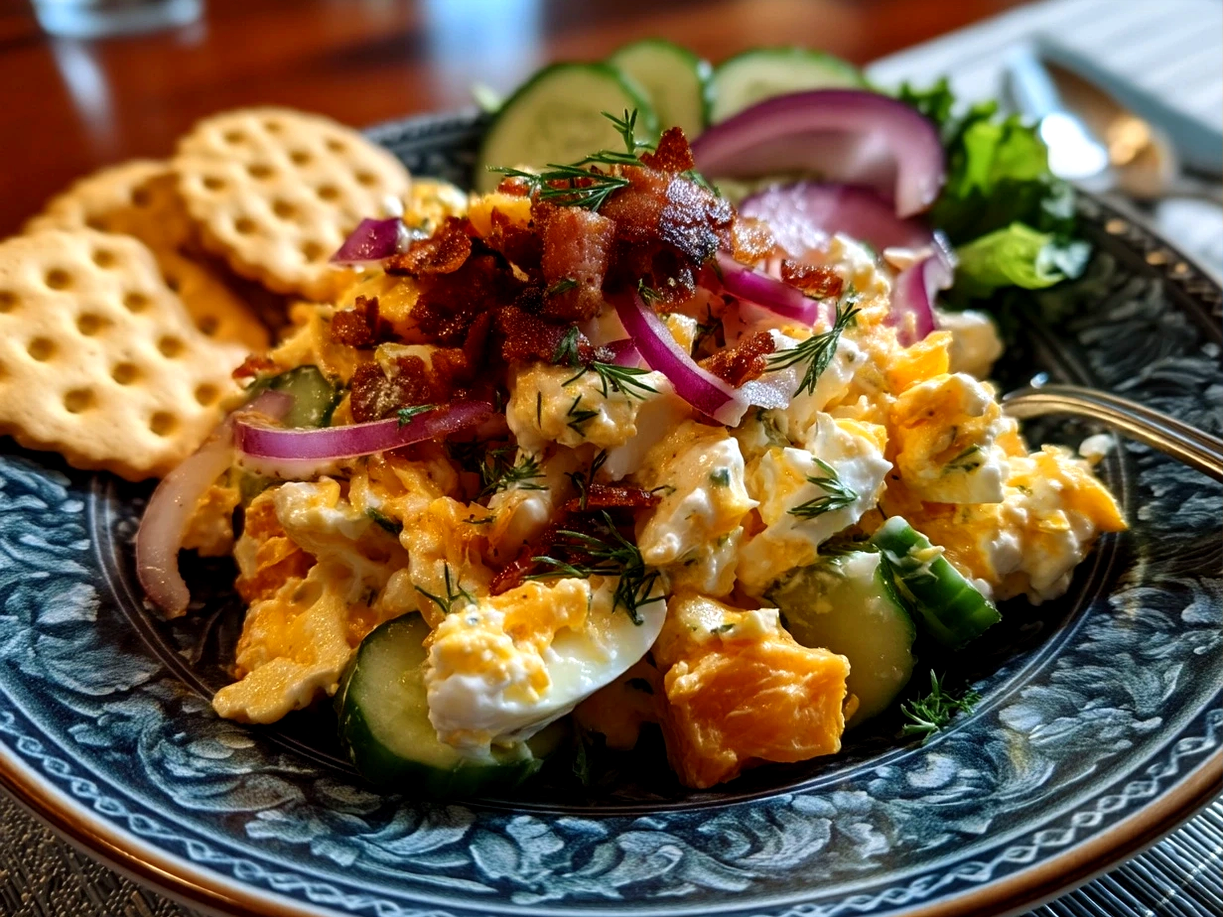 Georgia cracker salad served in a clear glass bowl ready to eat