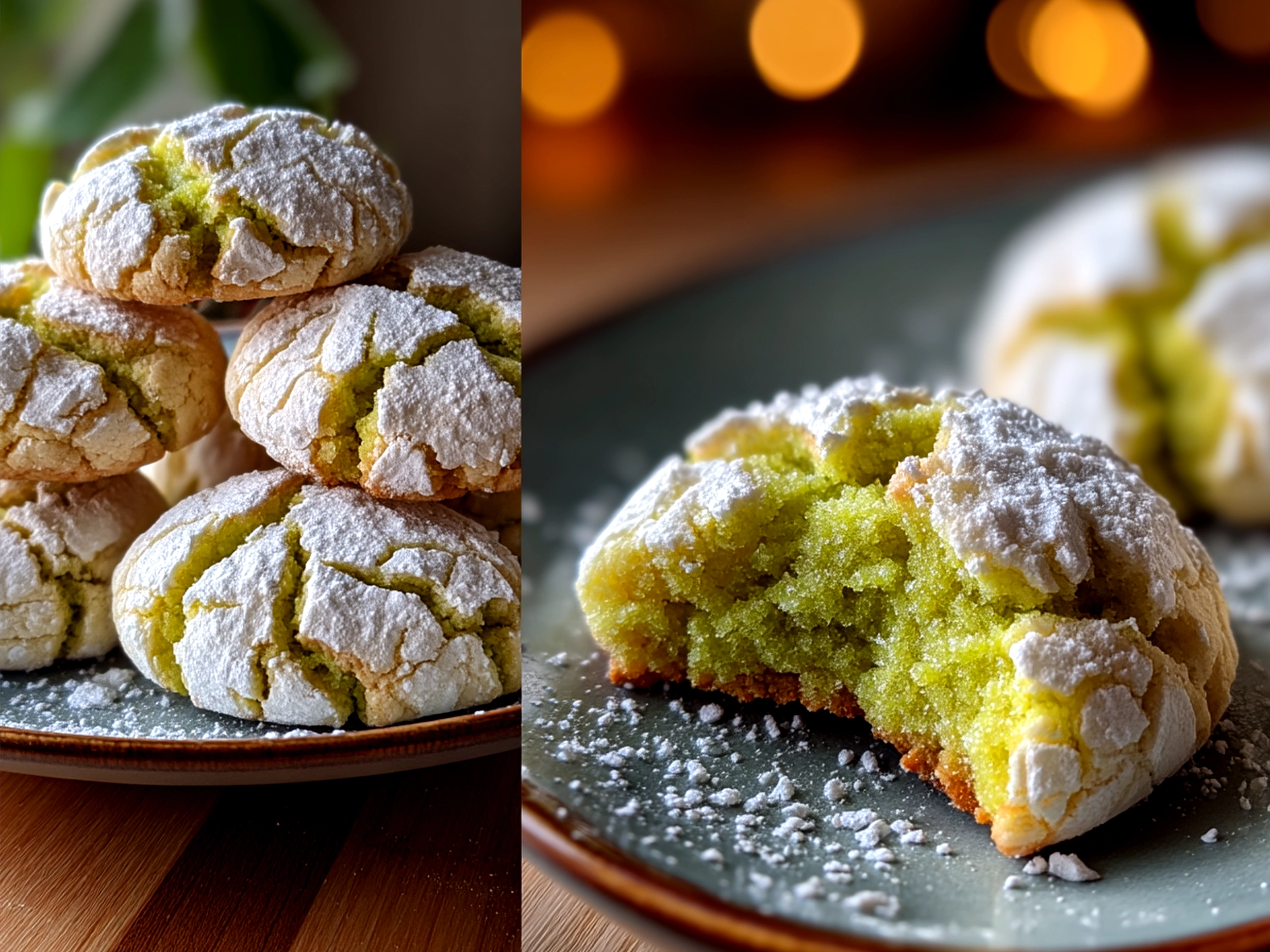 Freshly baked Grinch Crinkle Cookies arranged on a festive plate ready to serve