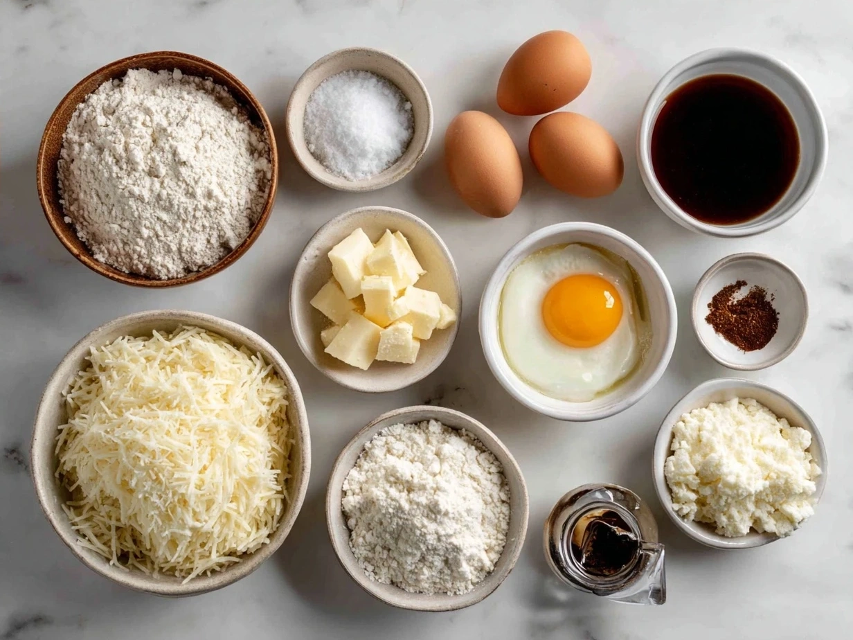 Ingredients for Hashbrown Breakfast Casserole laid out on a kitchen counter