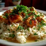 Home Cook, taken with iPhone 15 Pro. Close-up slight angle of comforting Chicken Ginger Rice on white plate. Warm appetizing --ar 4:3 --style raw --s 245