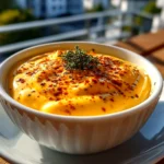 Home Cook, taken with iPhone 15 Pro. Close-up slight angle of delicious Nacho Cheese Sauce on white plate. Mouthwatering --ar 4:3 --style raw --s 220