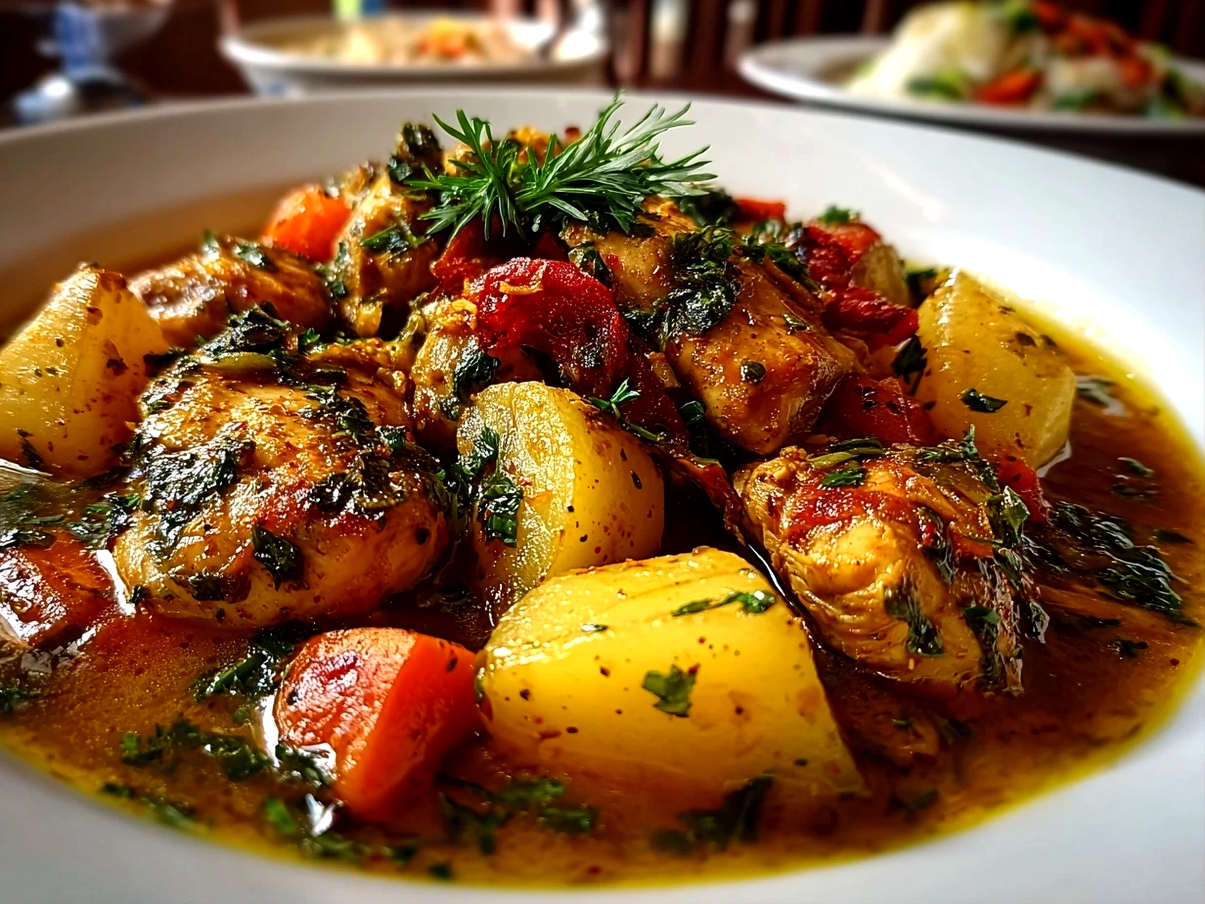 homemade chicken stew close-up