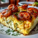 Homemade shrimp casserole ready to serve