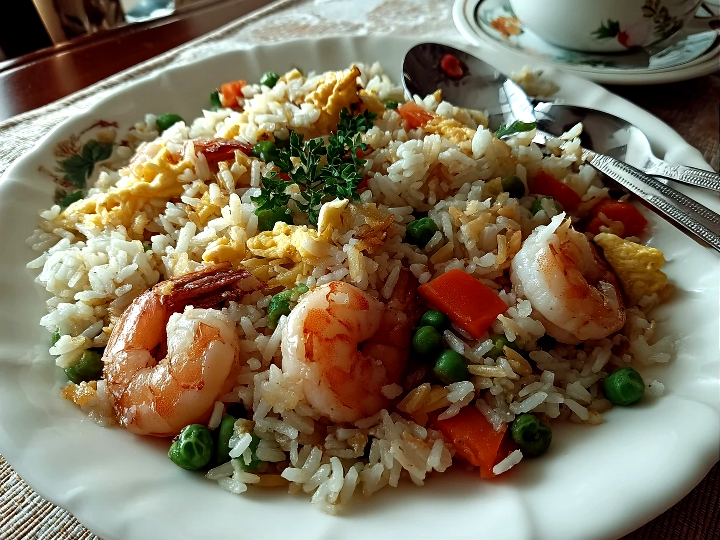 Homemade Shrimp Fried Rice Close-Up