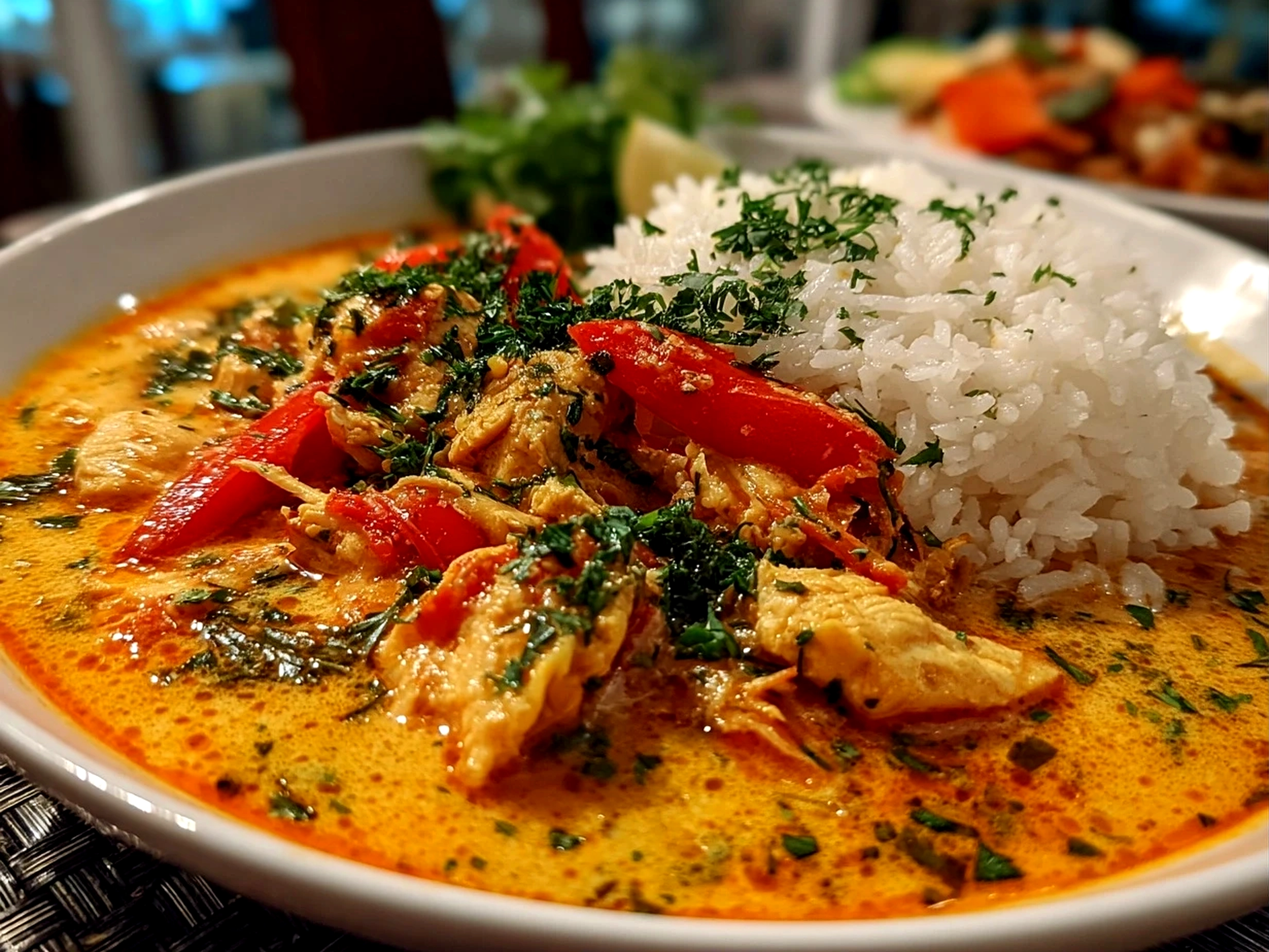 homemade Thai Chicken Coconut Curry close-up