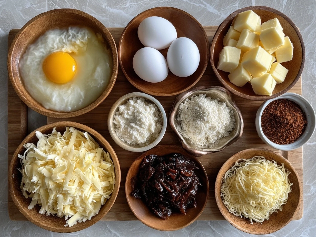 Ingredients for Japanese Egg Sandwich including eggs, mayonnaise, sugar, salt, soft bread and butter