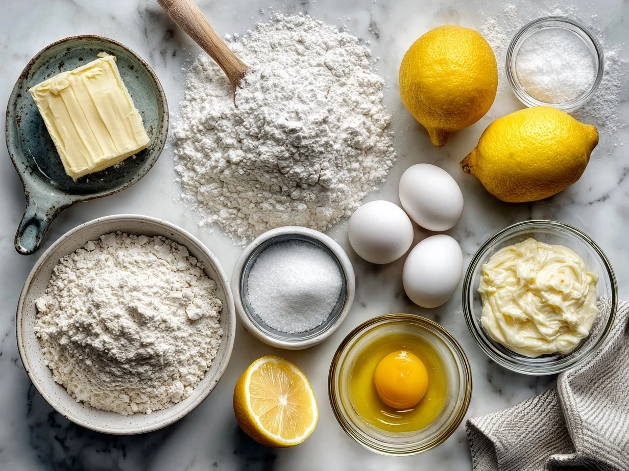 Ingredients for lemon marbled cheesecake bars