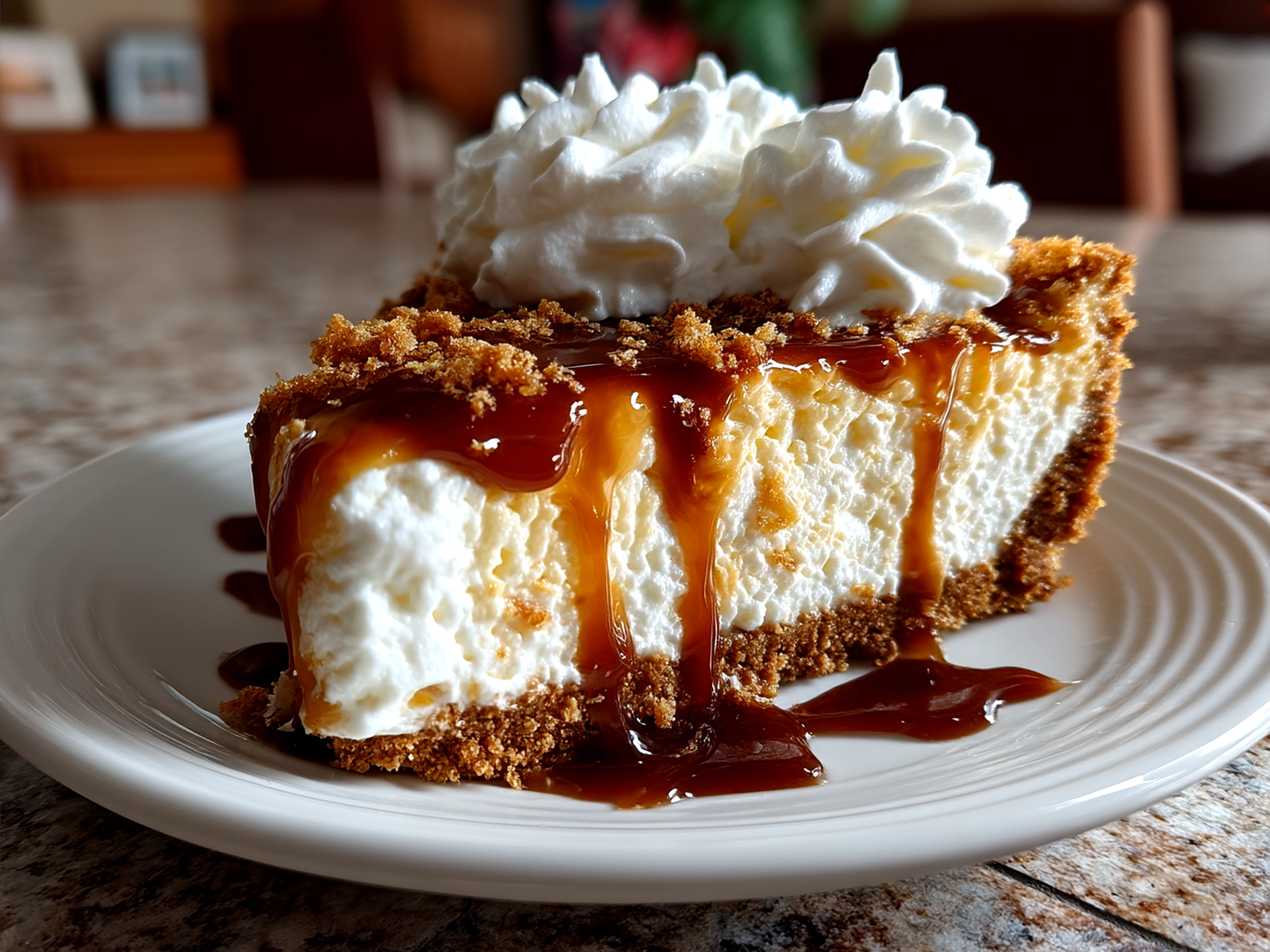 Slice of No Bake Classic Woolworth Cheesecake served with fresh berries