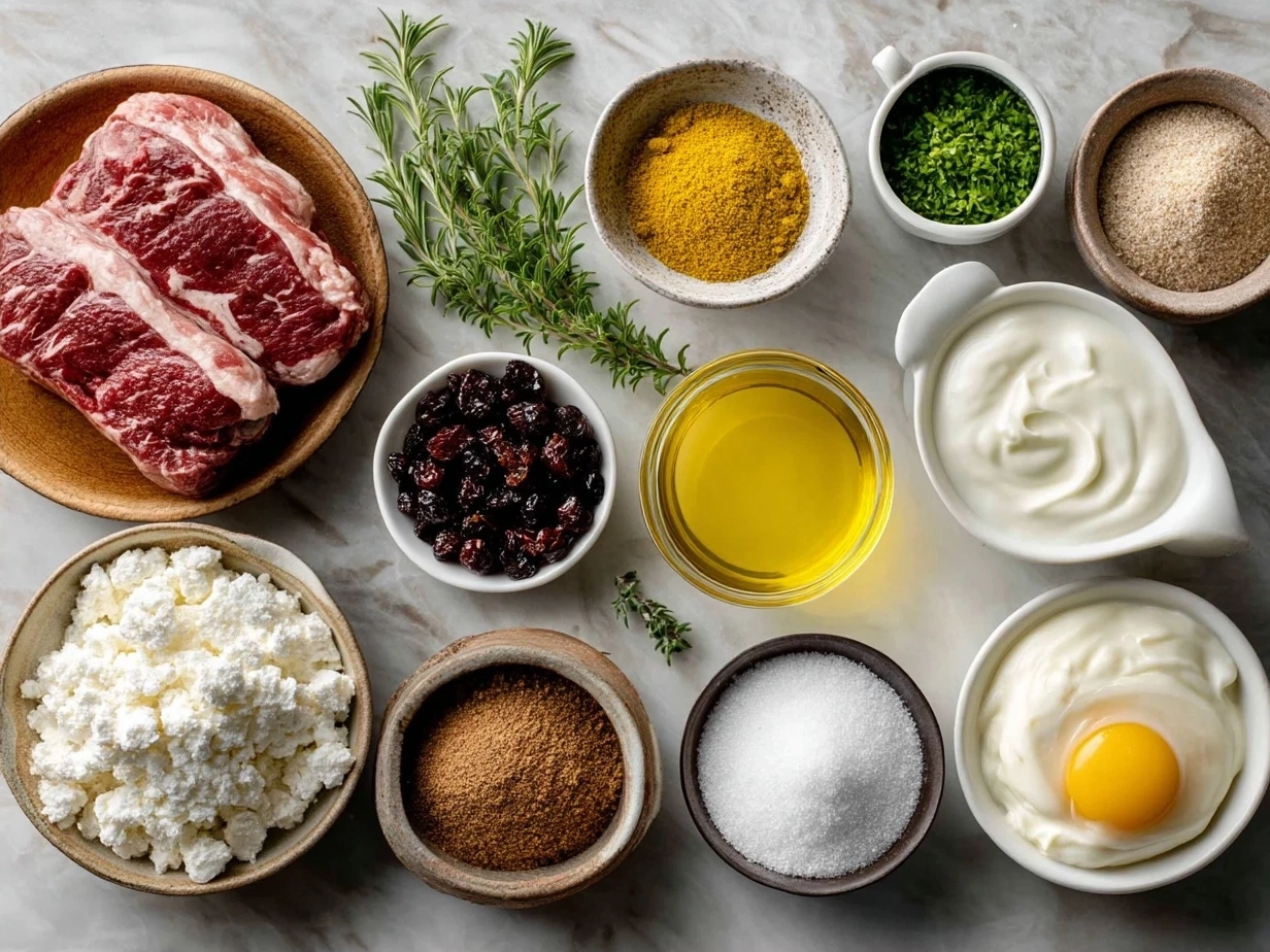 Ingredients for One-Pot Lamb Kalya with Yogurt and Cream