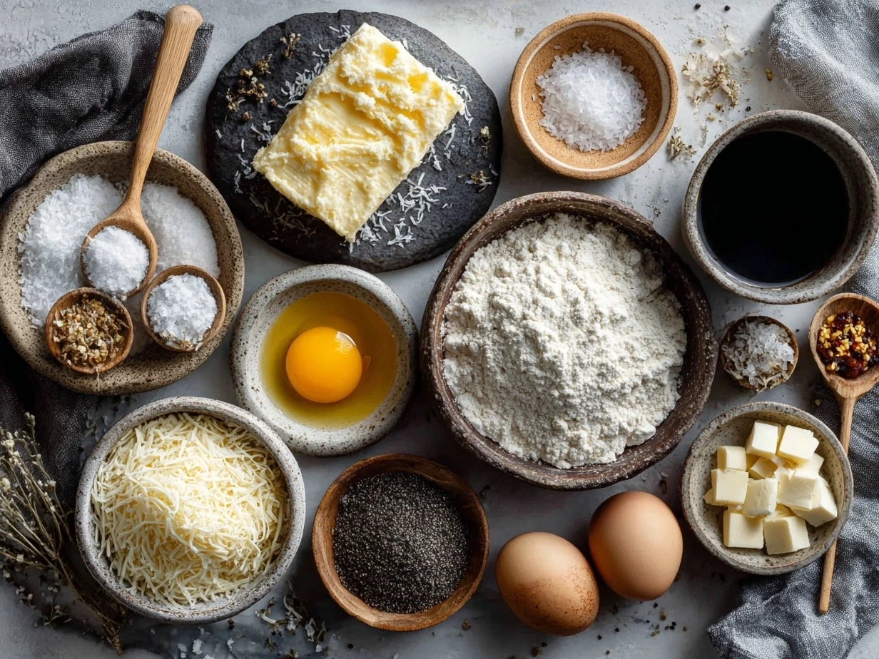 Ingredients for Parmesan Potatoes laid out on a kitchen counter