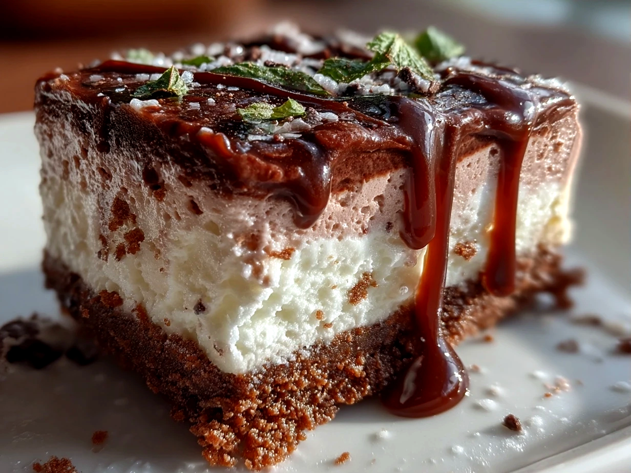 Serving of Peppermint Chocolate Layered Dessert