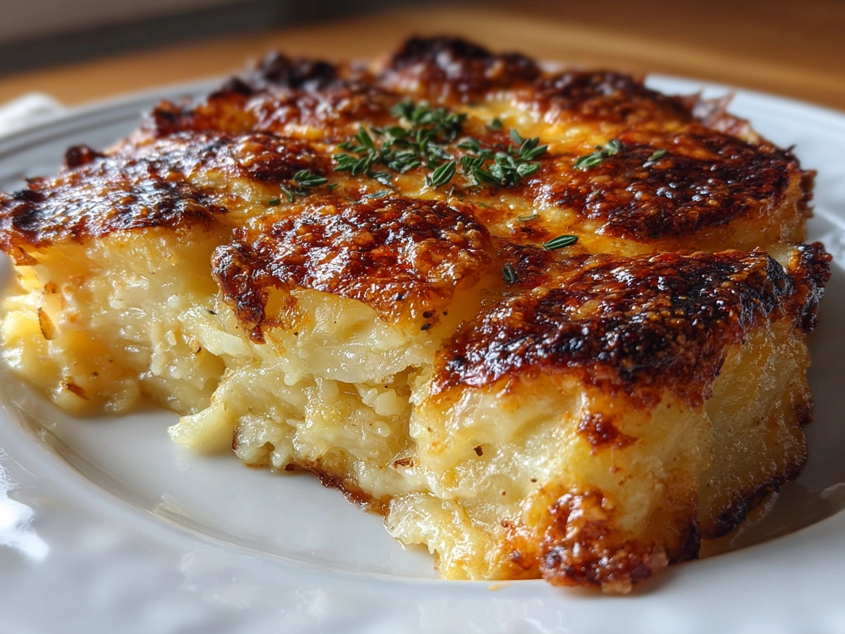 Perfectly baked Cheesy Au Gratin Potatoes.
