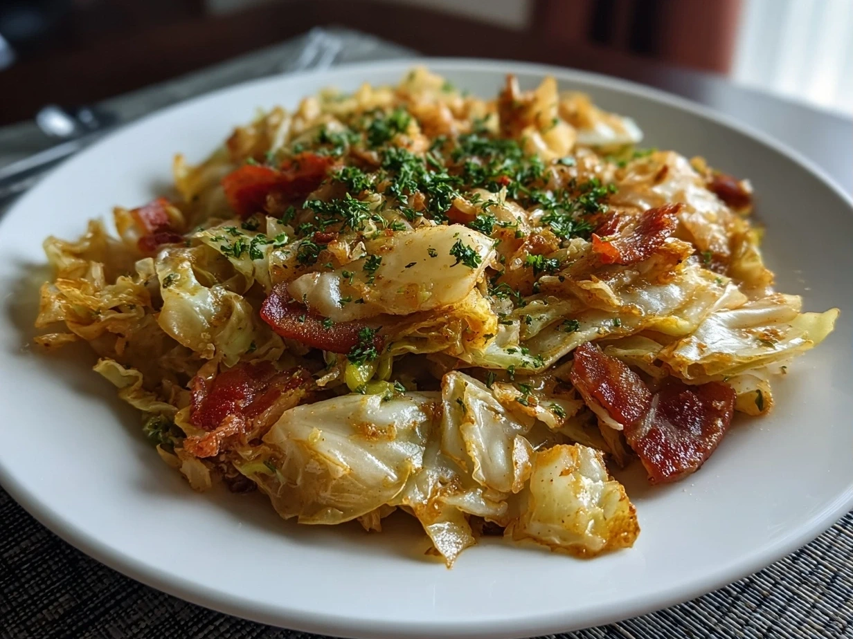 Slight angle close-up of finished Frito Cowboy Cabbage