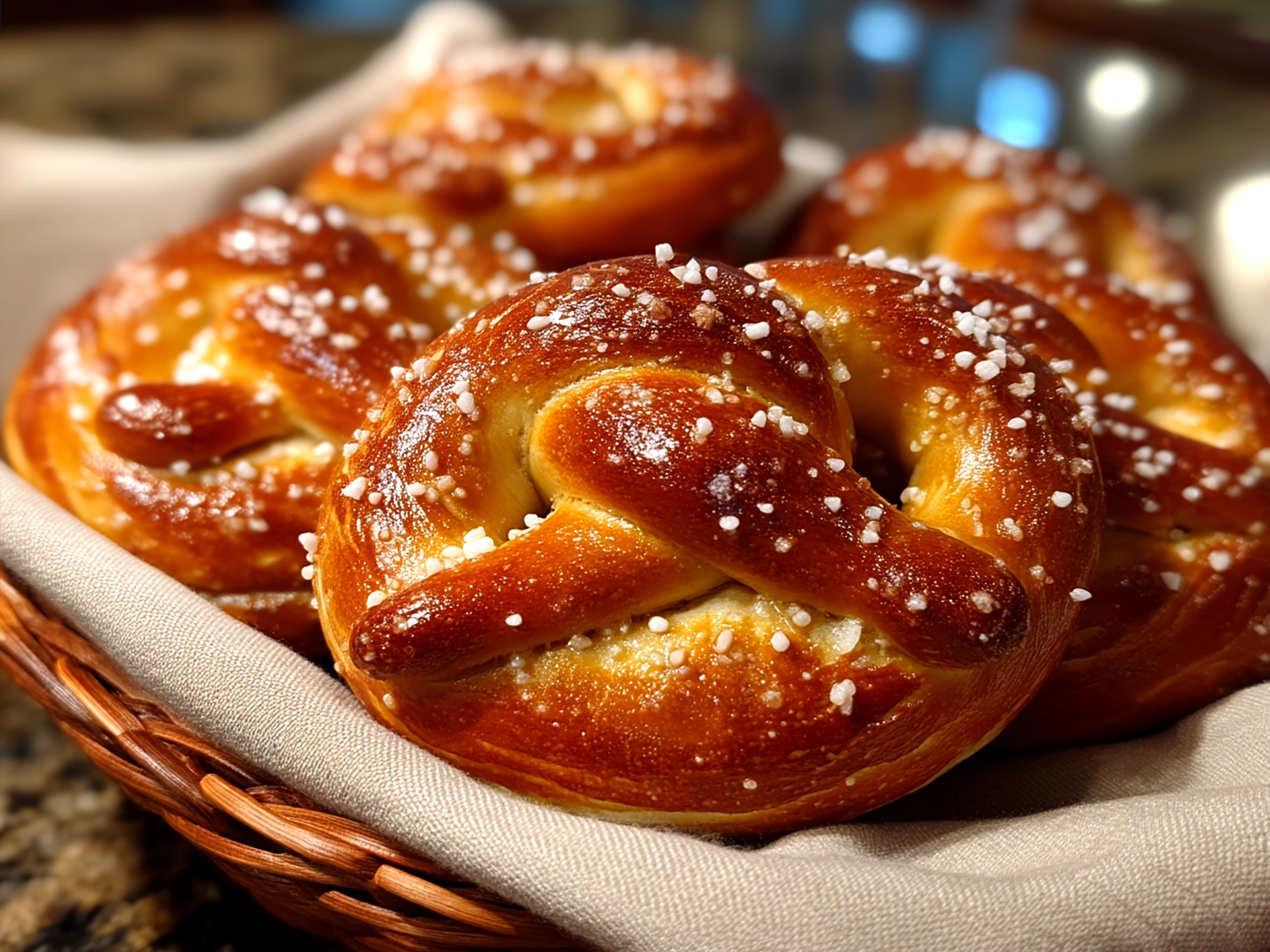 Stacked Basketball Pretzel Cookies served on a colorful plate