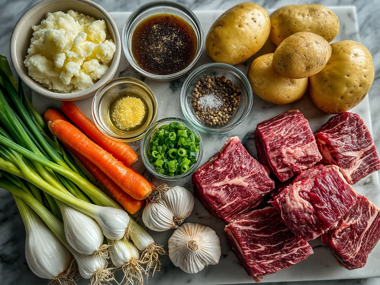 Ingredients for Cattle Drive Casserole displayed on a kitchen counter