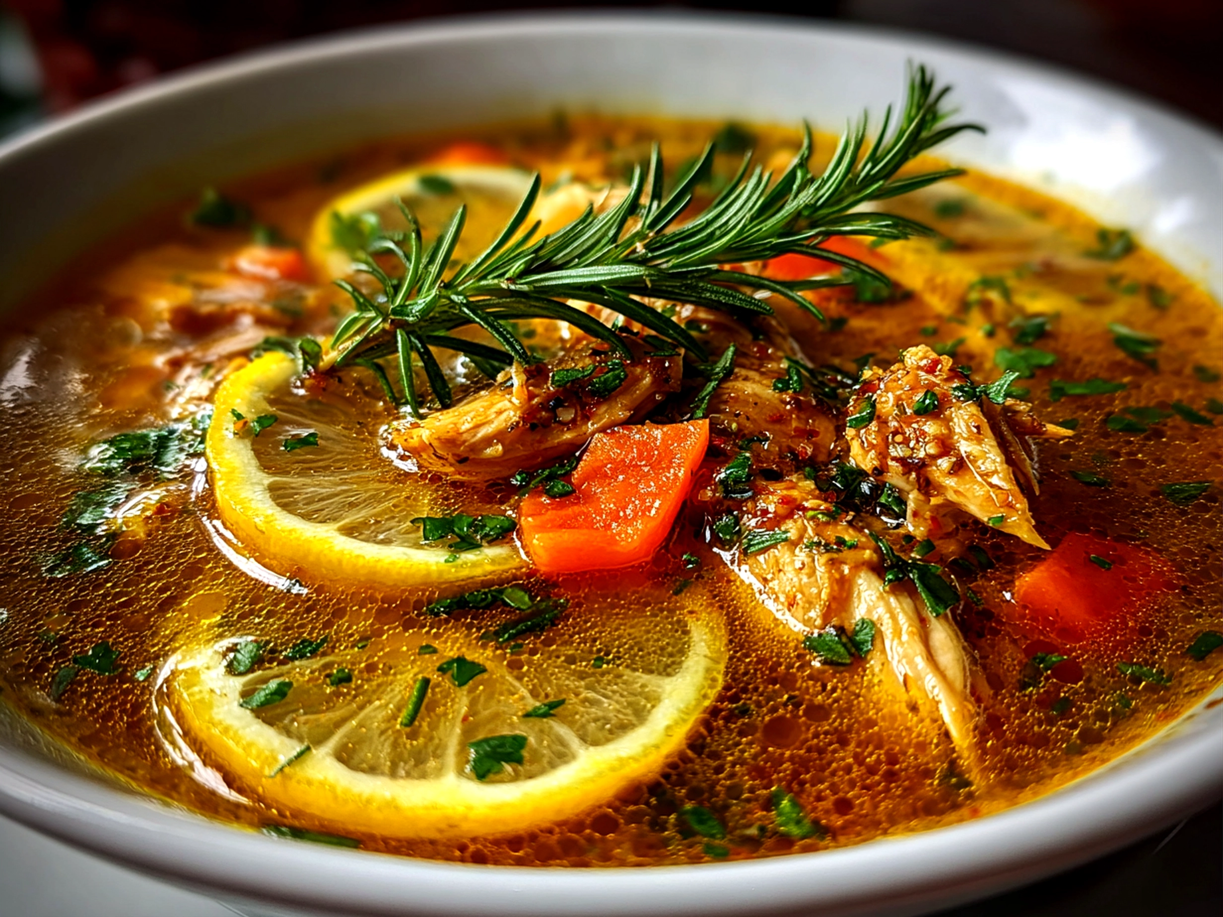 Comforting homemade lemon chicken soup