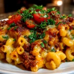 Comforting One Pot Chili Mac and Cheese Close-up