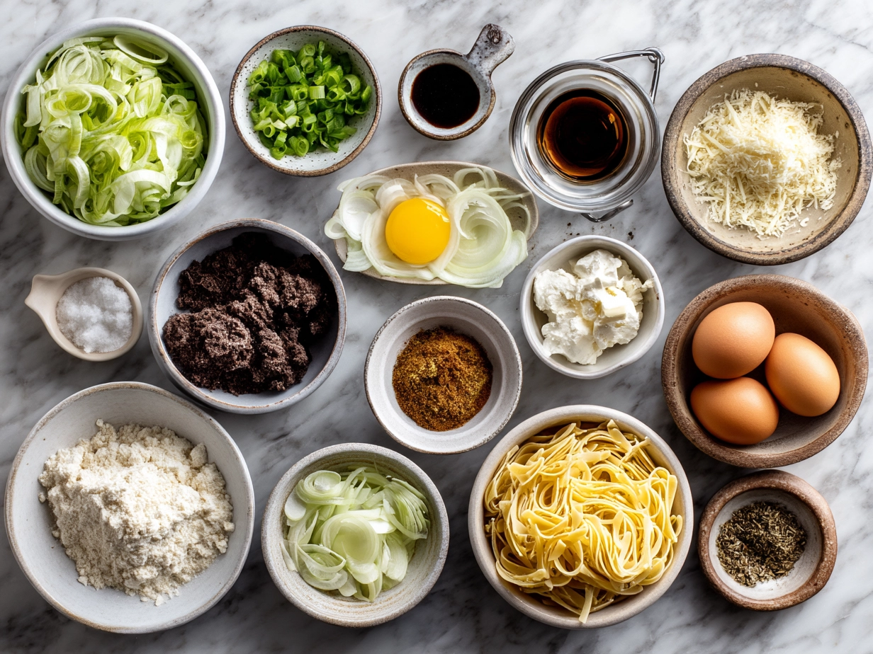Ingredients for Cowboy Pasta Salad laid out on a kitchen counter