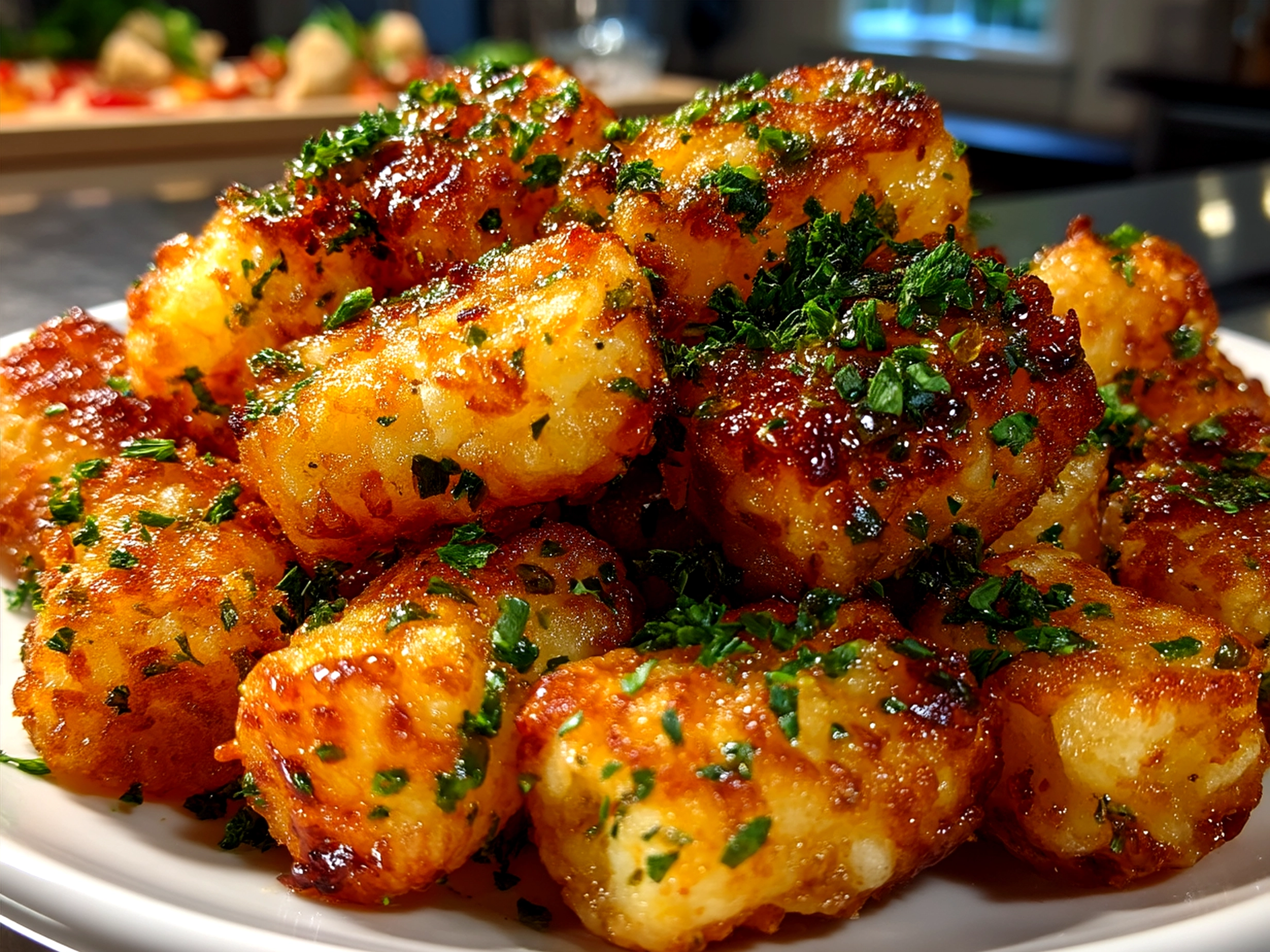 Serving crispy tater tots as a family favorite side dish