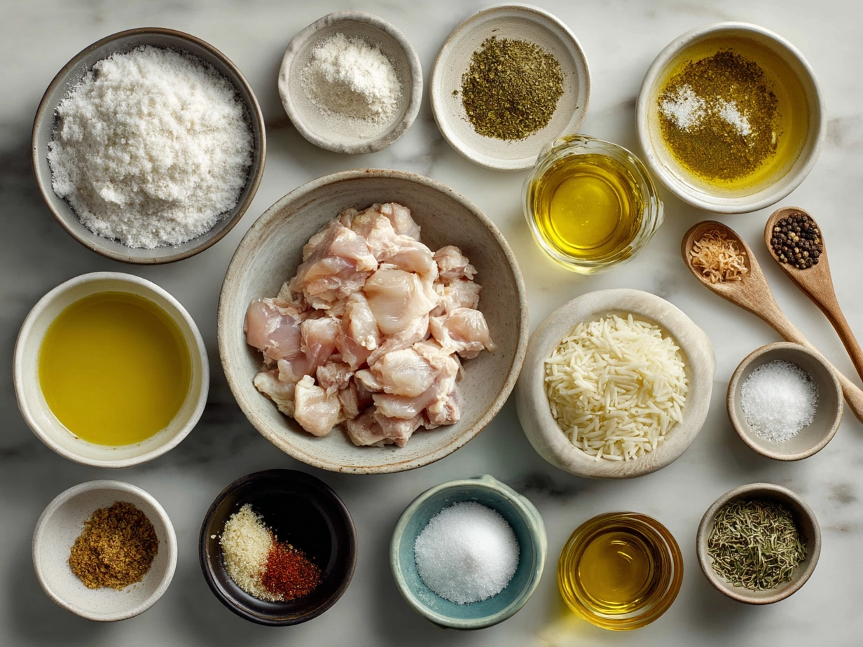 Ingredients for Crock Pot Chicken and Rice laid out on kitchen counter