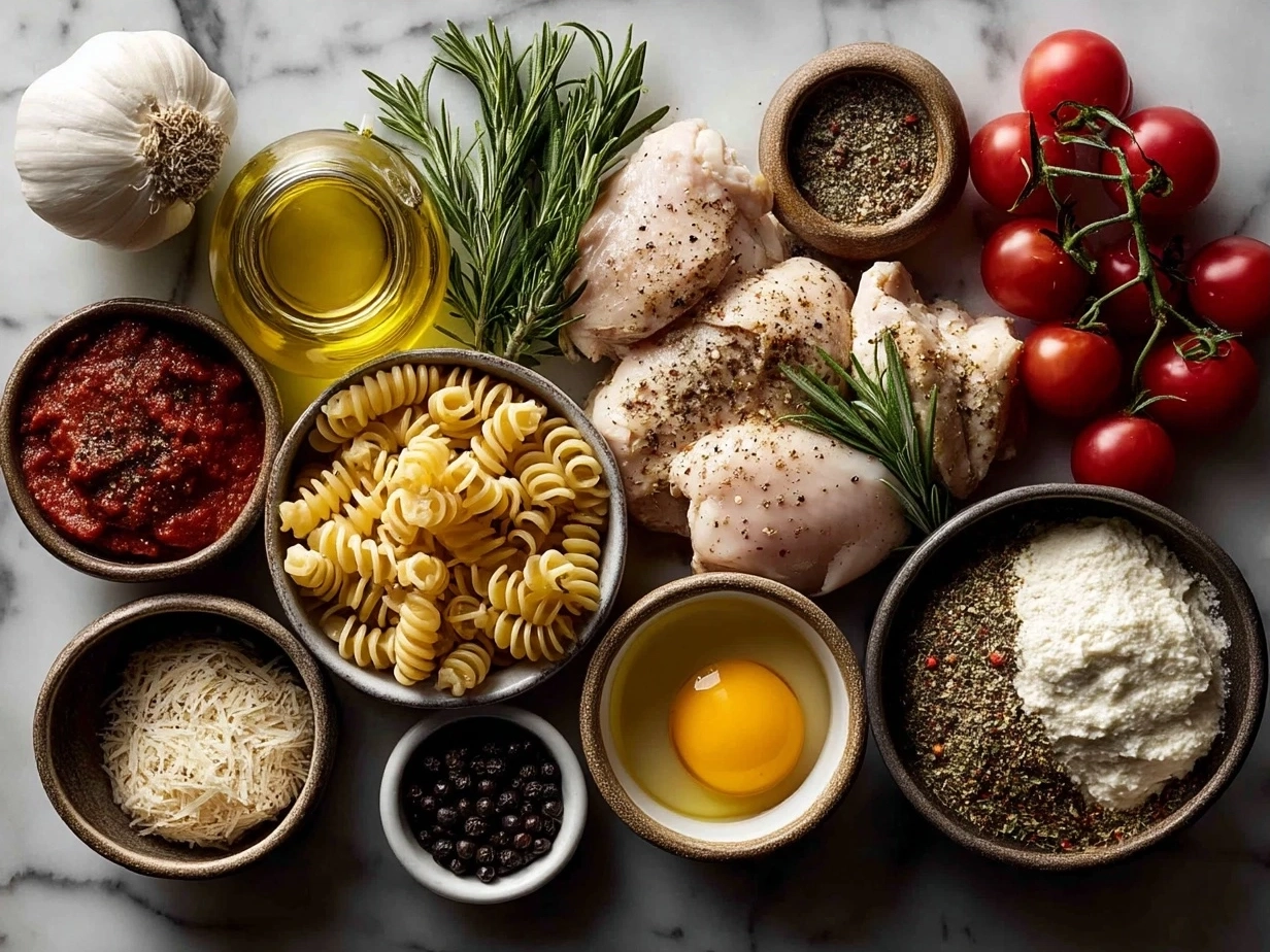 Ingredients for Crock Pot Creamy Cajun Chicken Pasta