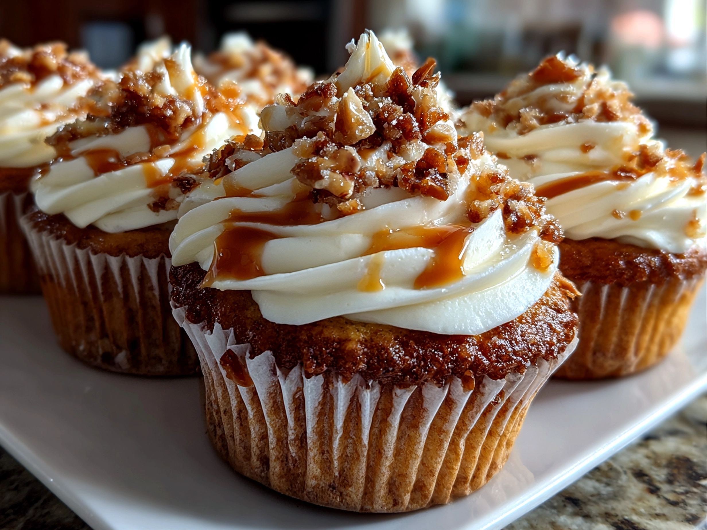 Delicious Toffee Crunch Cupcakes Close-Up