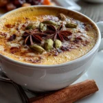 Freshly prepared chai tea latte close-up