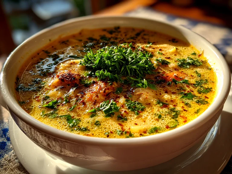 Freshly prepared Chicken Alfredo Lasagna Soup served in a white bowl