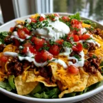 Freshly prepared Ranch Taco Party Bowl close-up