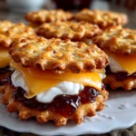 Freshly prepared Ritz Crackers Party Sandwiches on white plate