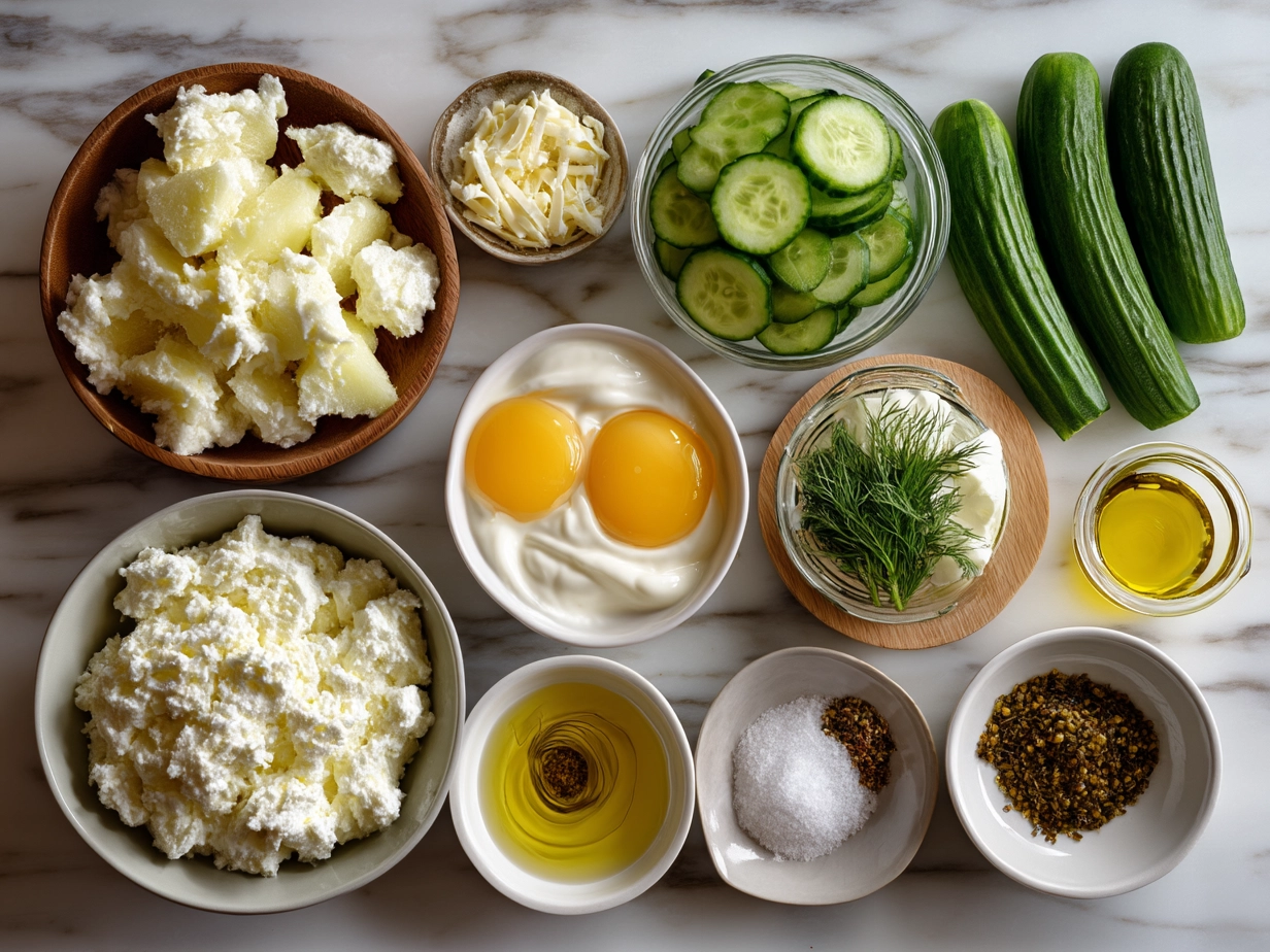 Ingredients for Greek Yogurt Potato Salad with Cucumbers