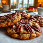 Home cook, taken with iPhone 14. Close-up slight angle of comforting Pecan Pie Cookies on white plate. Mouthwatering --ar 4:3 --style raw --s 250
