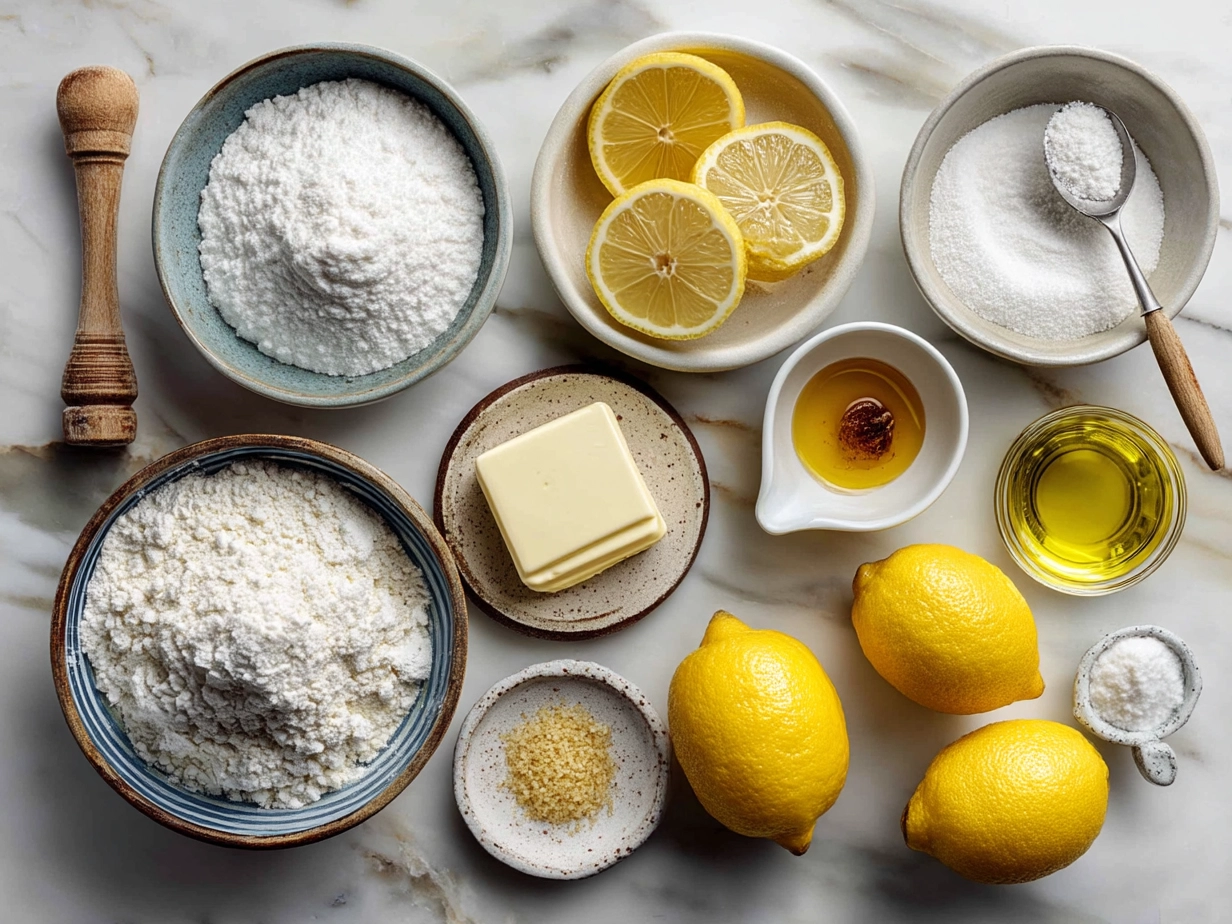 Ingredients for Lemon Bread laid out on kitchen table